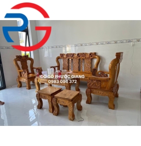 BỘ BÀN GHẾ PHÒNG KHÁCH GỖ SỒI NGA TAY 12  