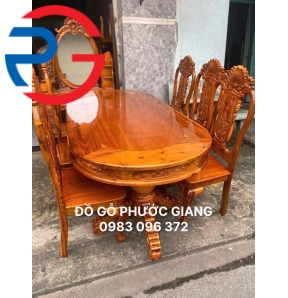 BÀN ĂN 6 GHẾ GỖ TRÀM BÔNG VÀNG
