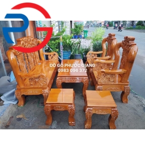 BÀN GHẾ GỖ SỒI TAY 12 MẪU RỒNG ĐỈNH