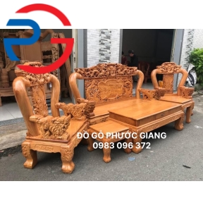 SALON GÕ ĐỎ CỘT 12 TỰA LỚN TAY NGHÊ LỚN