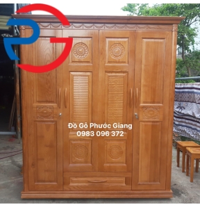 TỦ ÁO GỖ SỒI NHẬP 4 CÁNH