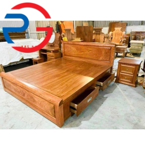 GIƯỜNG GỖ HƯƠNG ĐÁ DÁT PHẢN 1M6x2m