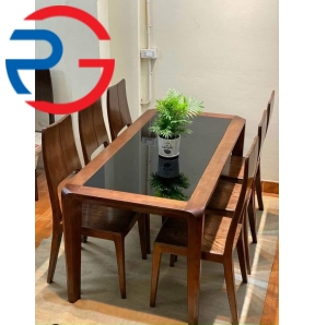 BÀN ĂN MẶT ĐÁ CAO CẤP 6 GHẾ LAU MÀU