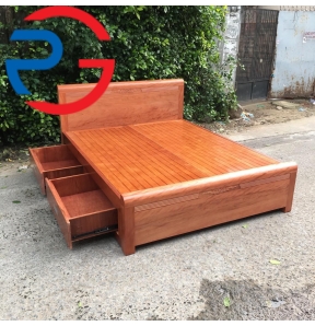 Giường ngủ gỗ hương đá vạt phản có hộc kéo 