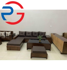 SALON GÓC GỖ SỒI CHÂN CUỐN