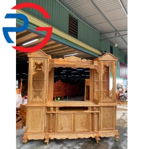 KỆ TI VI TRANG TRÍ GỖ GÕ ĐỎ 2m4