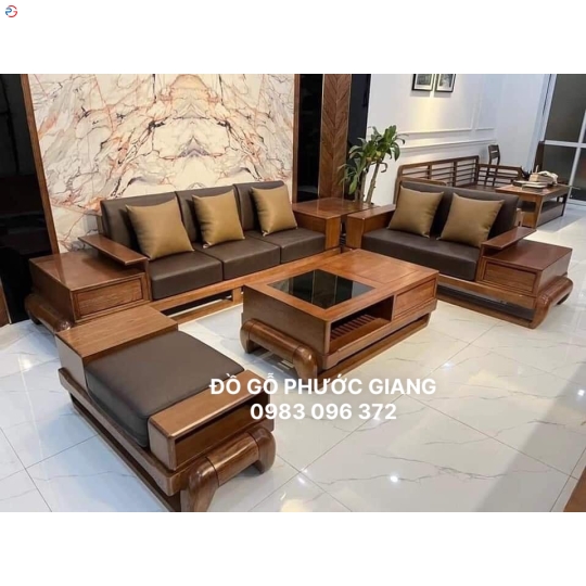 SALON GÓC 2 VĂNG LAU MÀU ÓC CHÓ  VẾ PHẢI  