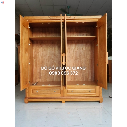 TỦ ÁO GỖ GÕ 4 CÁNH