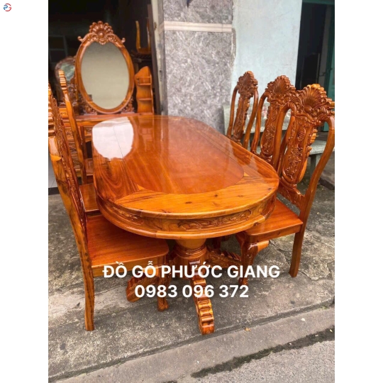BÀN ĂN 6 GHẾ GỖ TRÀM BÔNG VÀNG