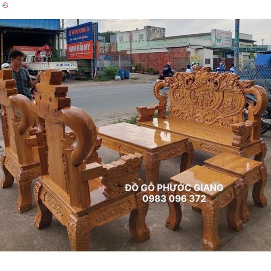 BỘ BÀN GHẾ TAY 12 MẪU NGHÊ ĐỈNH TỰA LỚN GỖ SỒI NGA