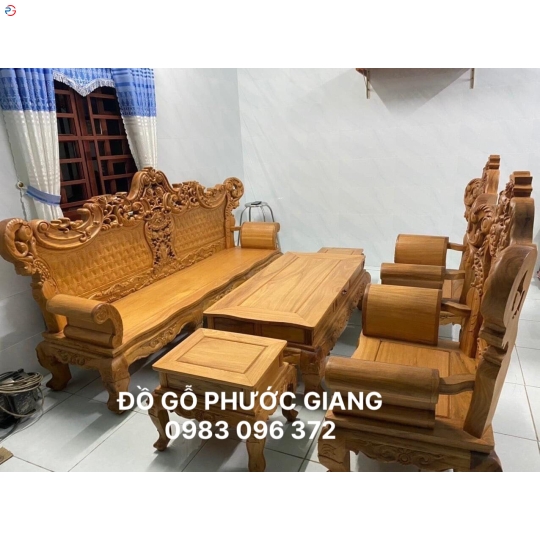 BỘ BÀN GHẾ PHÒNG KHÁCH GỖ GÕ ĐỎ MẪU HOÀNG GIA