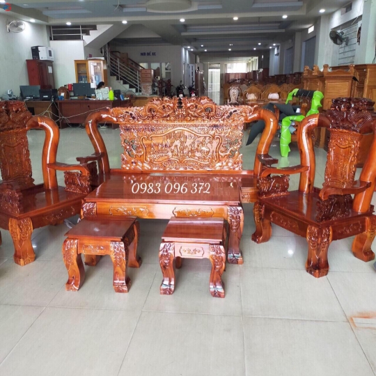 BỘ BÀN GHẾ TAY 12 GỖ TRÀM BÔNG VÀNG