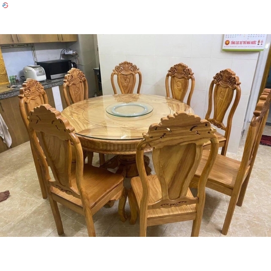 BÀN TRÒN GỖ GÕ ĐỎ 8 GHẾ