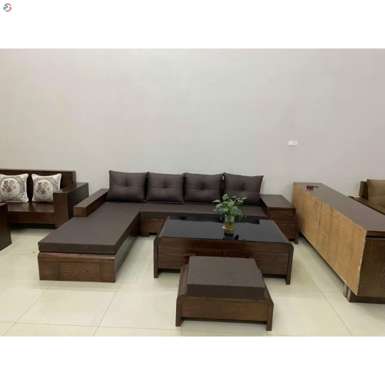 SALON GÓC GỖ SỒI CHÂN CUỐN